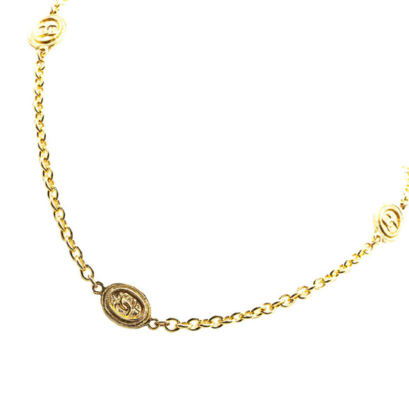 Vintage Chanel Coco Mark Long Double Chain Necklace, Gold Plated, Women's - Picture 1 of 6
